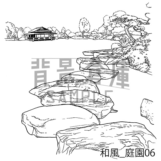 和風_背景素材集17(庭園)_トーン