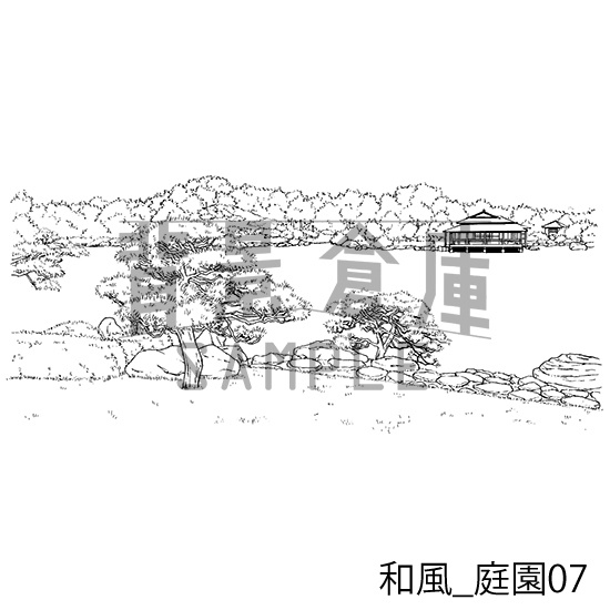 和風_背景素材集17(庭園)_トーン