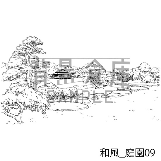 和風_背景素材集17(庭園)_トーン
