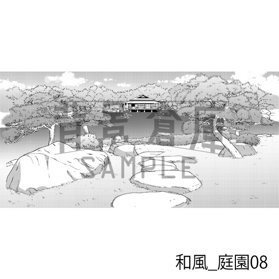 和風_背景素材集17(庭園)_トーン