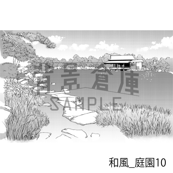 和風_背景素材集17(庭園)_トーン