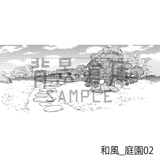 和風_背景素材集17(庭園)_トーン