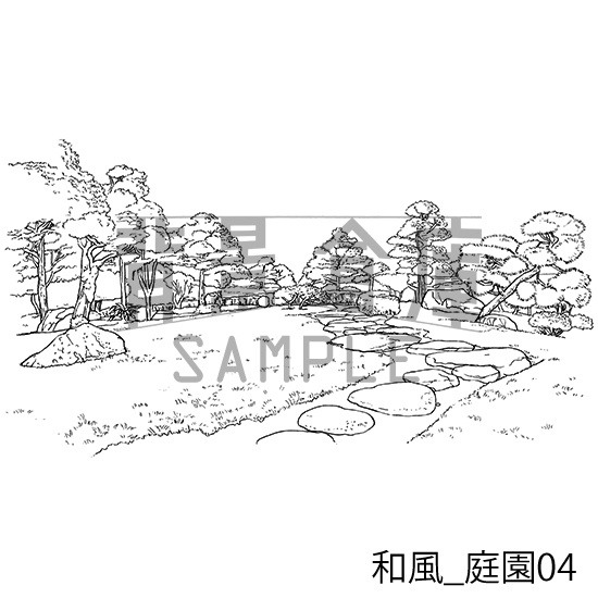 和風_背景素材集17(庭園)_トーン