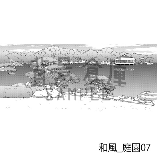 和風_背景素材集17(庭園)_トーン