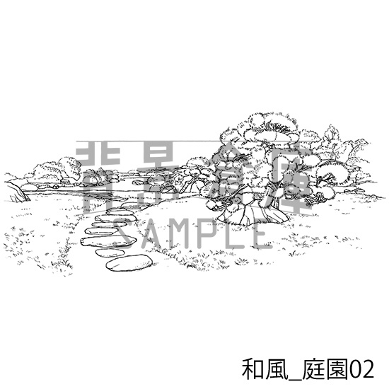 和風_背景素材集17(庭園)_トーン