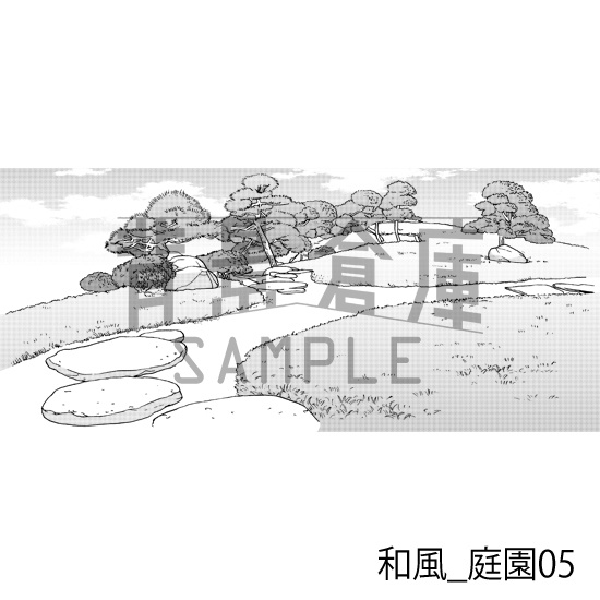 和風_背景素材集17(庭園)_トーン