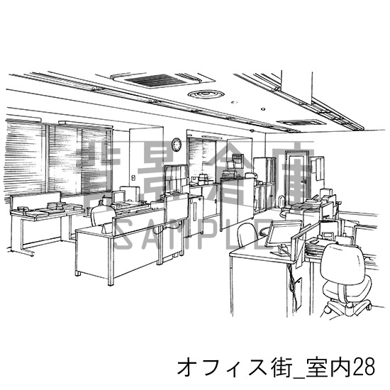 オフィス街の背景集_セット6(室内・PC)