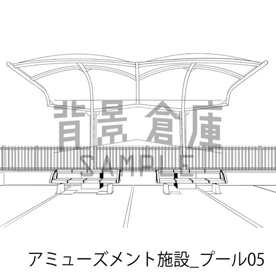 アミューズメント施設_背景素材集11(プール)_トーン