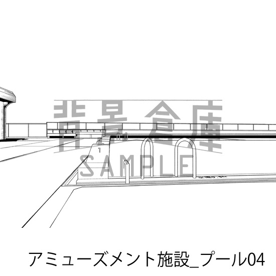アミューズメント施設_背景素材集11(プール)_トーン
