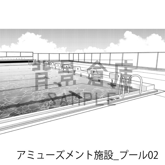 アミューズメント施設_背景素材集11(プール)_トーン