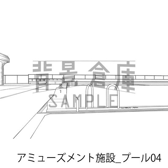 アミューズメント施設_背景素材集11(プール)_トーン