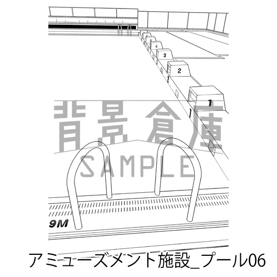 アミューズメント施設_背景素材集11(プール)_トーン