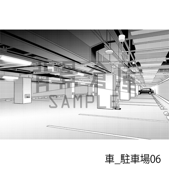 車_背景素材集8(駐車場)_トーン