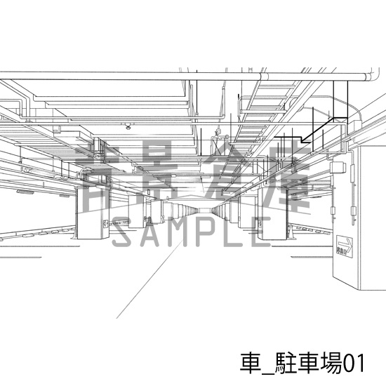車_背景素材集8(駐車場)_トーン