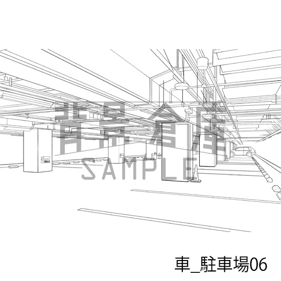 車_背景素材集8(駐車場)_トーン