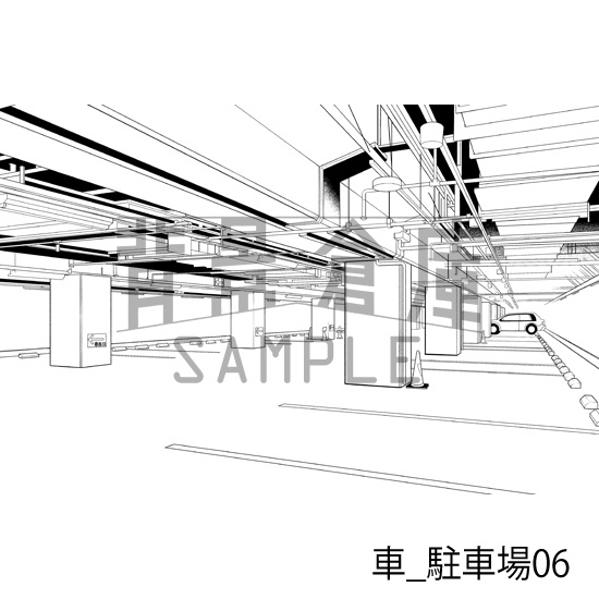 車_背景素材集8(駐車場)_トーン