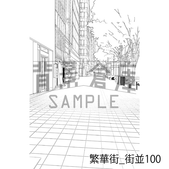 繁華街_背景素材集20(街並)_トーン