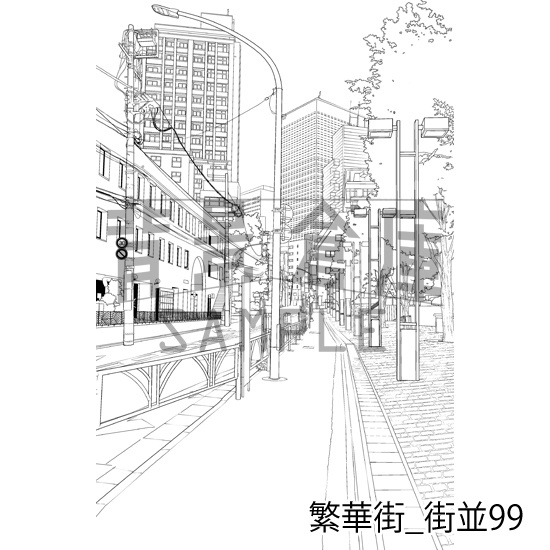 繁華街_背景素材集20(街並)_トーン