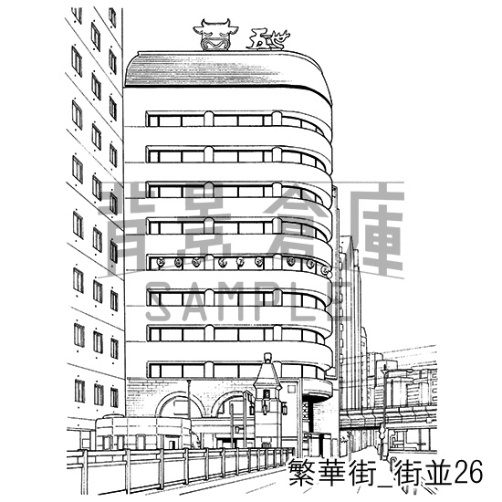 繁華街の背景集_セット4(街並)