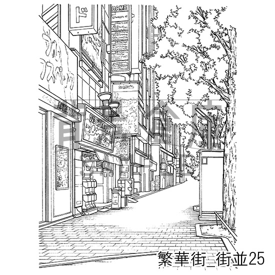 繁華街の背景集_セット4(街並)