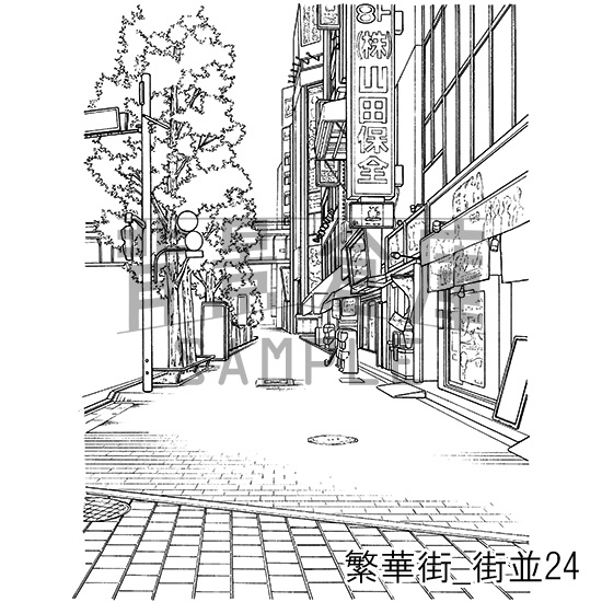 繁華街の背景集_セット4(街並)