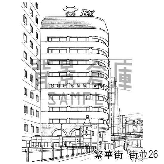 繁華街の背景集_セット4(街並)