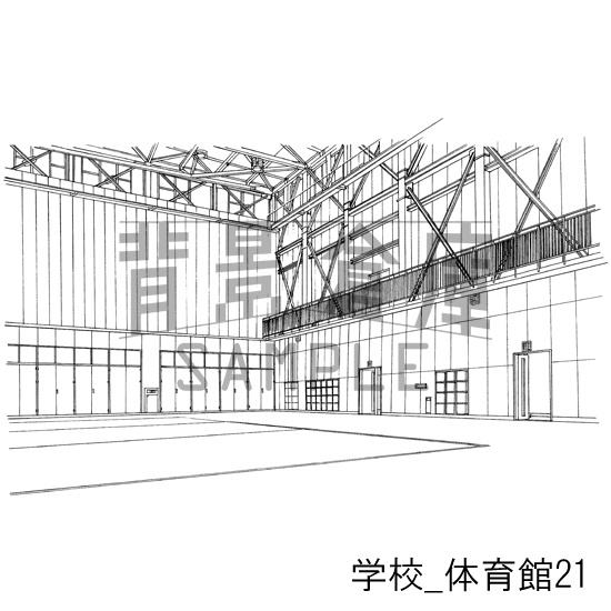 学校の背景集_セット18(体育館)