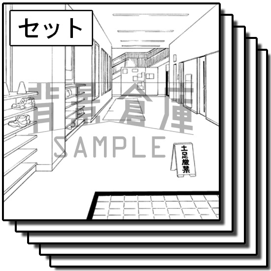 学校の背景集_セット18(体育館)