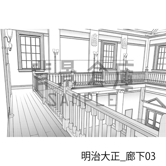 明治大正_背景素材集2(廊下)_トーン