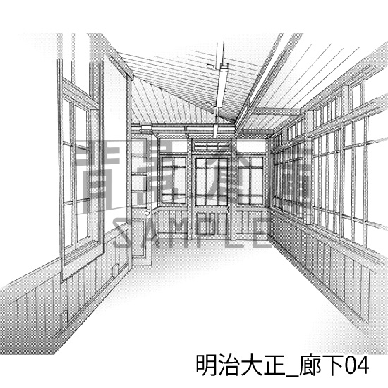 明治大正_背景素材集2(廊下)_トーン