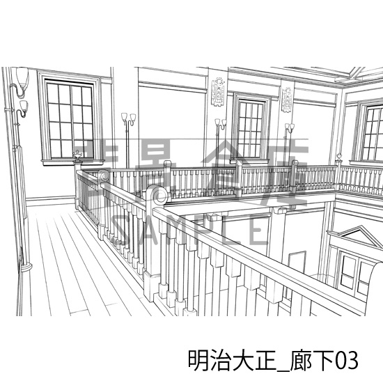 明治大正_背景素材集2(廊下)_トーン