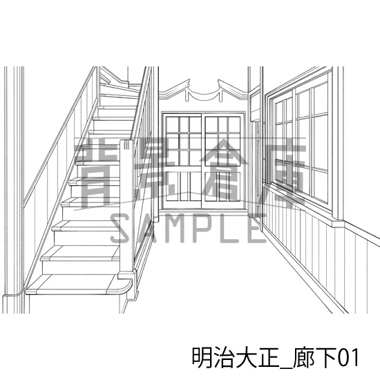 明治大正_背景素材集2(廊下)_トーン