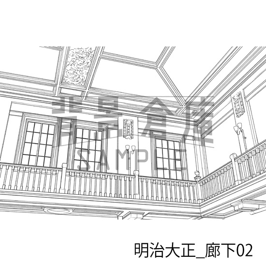 明治大正_背景素材集2(廊下)_トーン