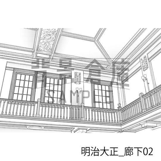明治大正_背景素材集2(廊下)_トーン