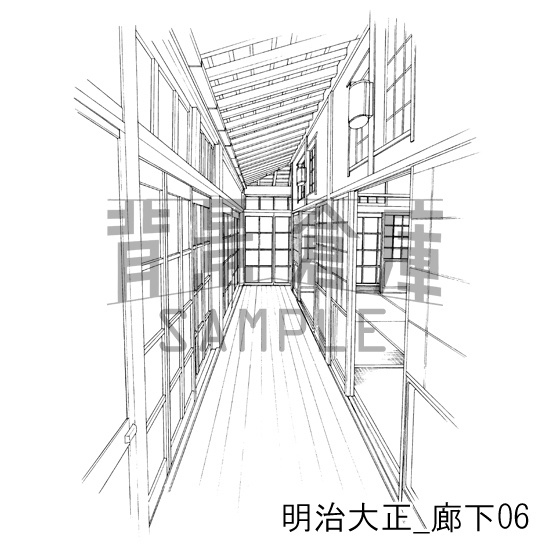 明治大正_背景素材集2(廊下)_トーン
