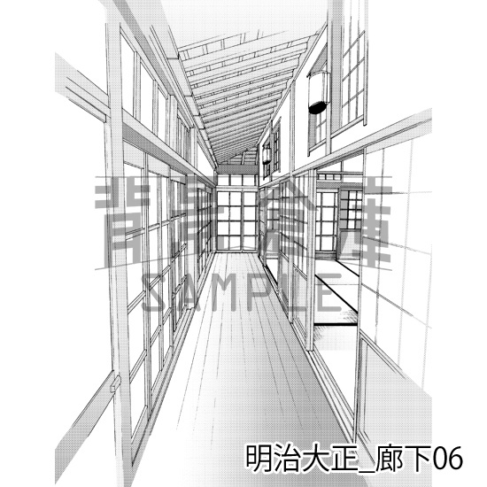 明治大正_背景素材集2(廊下)_トーン