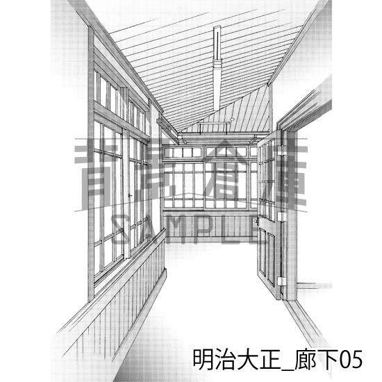 明治大正_背景素材集2(廊下)_トーン