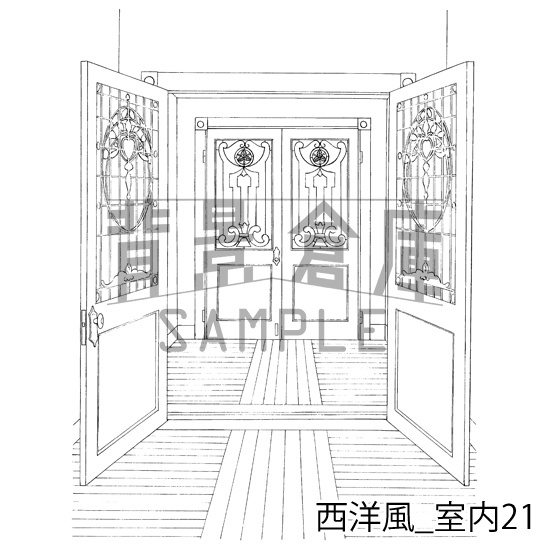 西洋風の背景集_セット5(外観 室内 墓地)