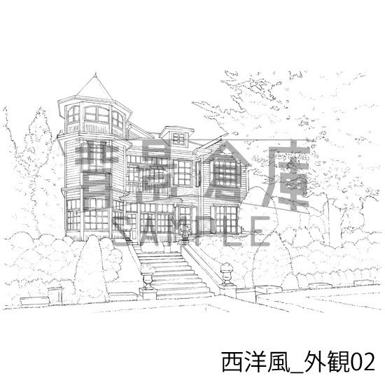 西洋風の背景集_セット5(外観 室内 墓地)