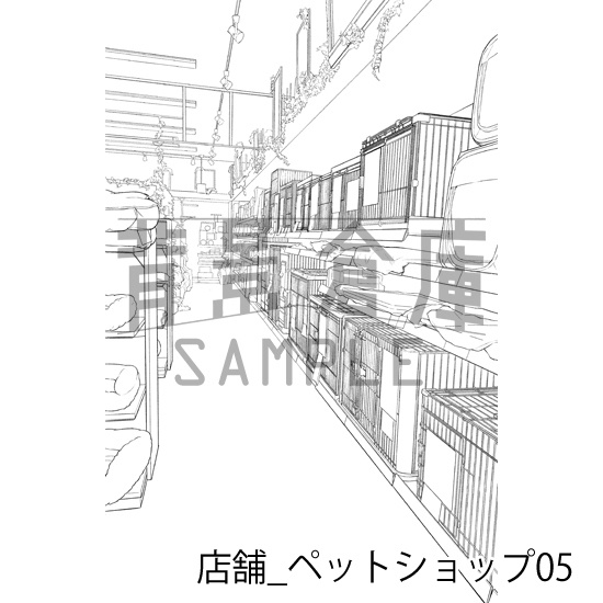店舗_背景素材集34(ペットショップ)_トーン