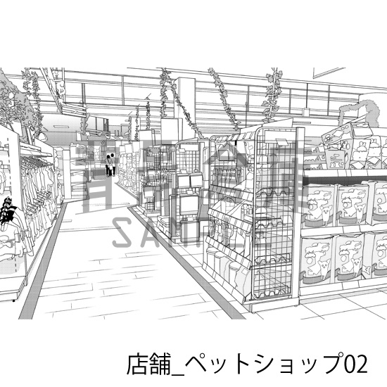 店舗_背景素材集34(ペットショップ)_トーン