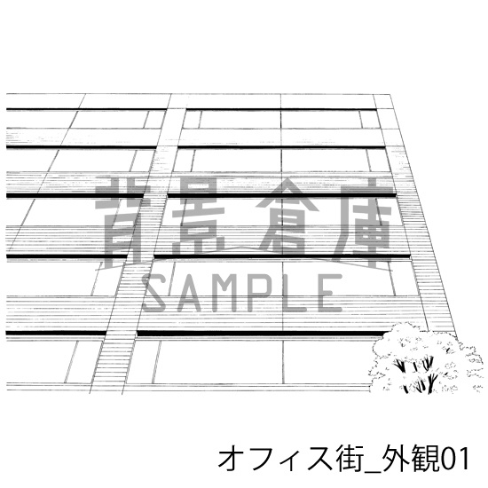 オフィス街の背景集_セット7(外観・街並)