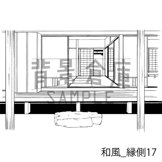 和風_背景素材集24(縁側)_トーン