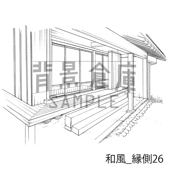 和風_背景素材集24(縁側)_トーン