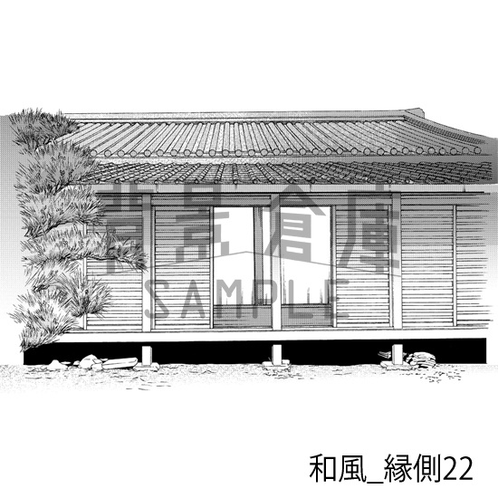 和風_背景素材集24(縁側)_トーン