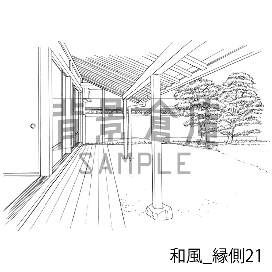 和風_背景素材集24(縁側)_トーン