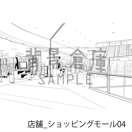 店舗_背景素材集35(ショッピングモール)_トーン