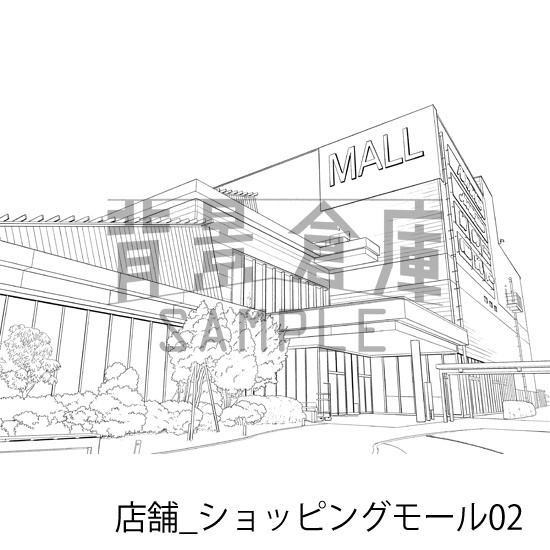 店舗_背景素材集35(ショッピングモール)_トーン