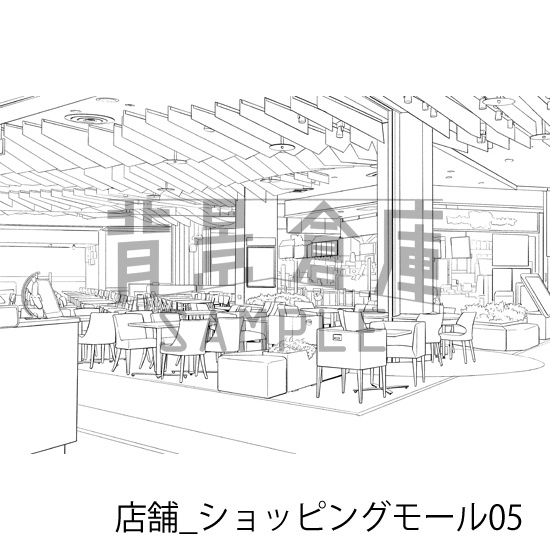 店舗_背景素材集35(ショッピングモール)_トーン