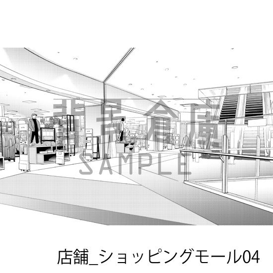 店舗_背景素材集35(ショッピングモール)_トーン